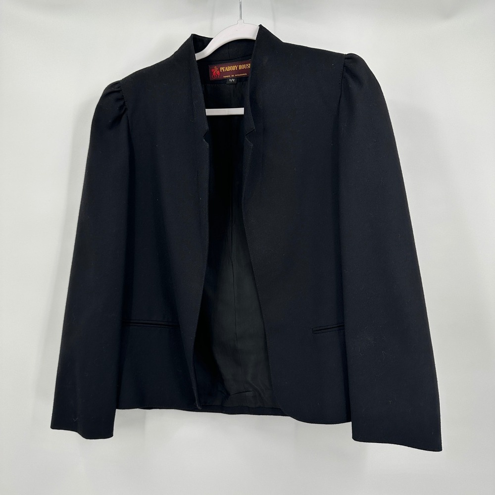 Peabody House Womens Vtg Wool Blazer Sz 11/12 Puff Shoulder Old Money Minimalist